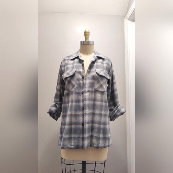 Pendleton Tops - Pendleton Wool Button Up Blue Plaid Shirt